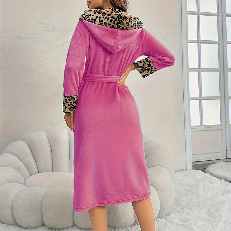 Women's Hooded Leopard Robe