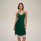 Women's Solid-Color Satin Lace Backless Camisole Pajamas