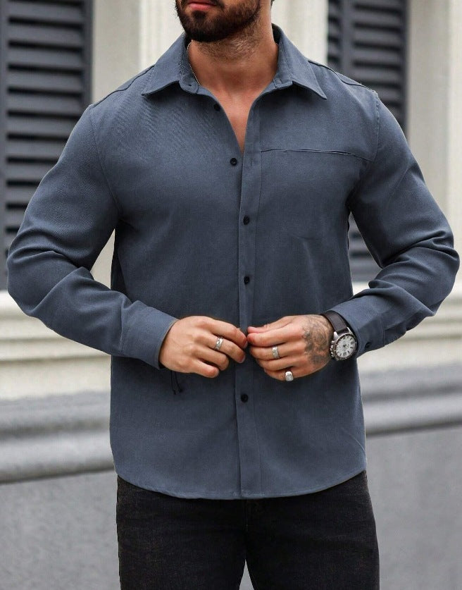 Men's Solid Color Long Sleeve Shirt