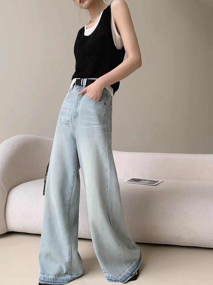 Women's Loose Straight Wide Leg Mop Pants