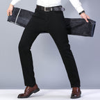 Men's Fleece Lined Thickened Black Jeans