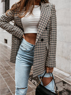 Women's Checkered Plaid Suit Jacket