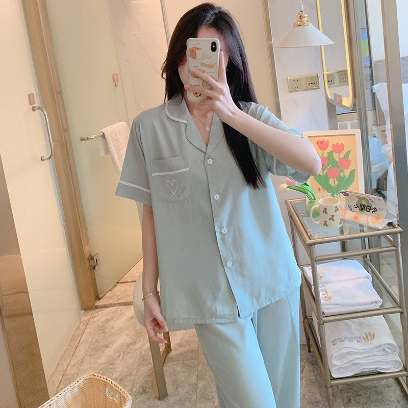 Short Sleeve Poplin Pajamas And Shirt Set