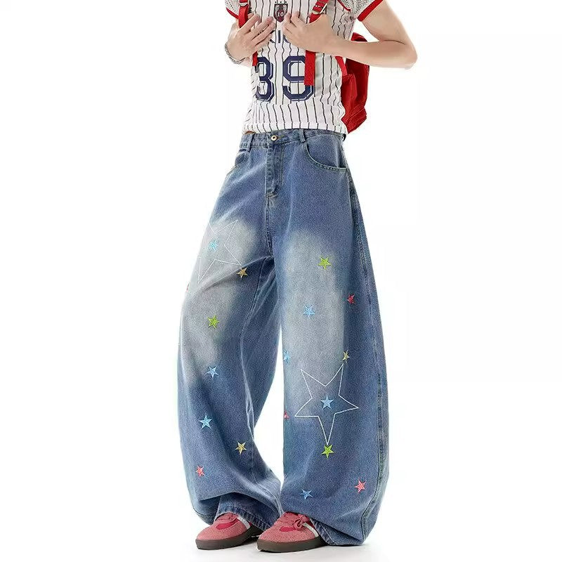 Men's Washed Vintage Embroidered Jeans