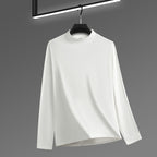 Men's Solid Color Threaded Velvet High Neck T-shirt