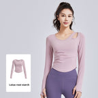 Women's Hollowed-out Ruched Slim-fit Pilates Workout Fitness Yoga Top
