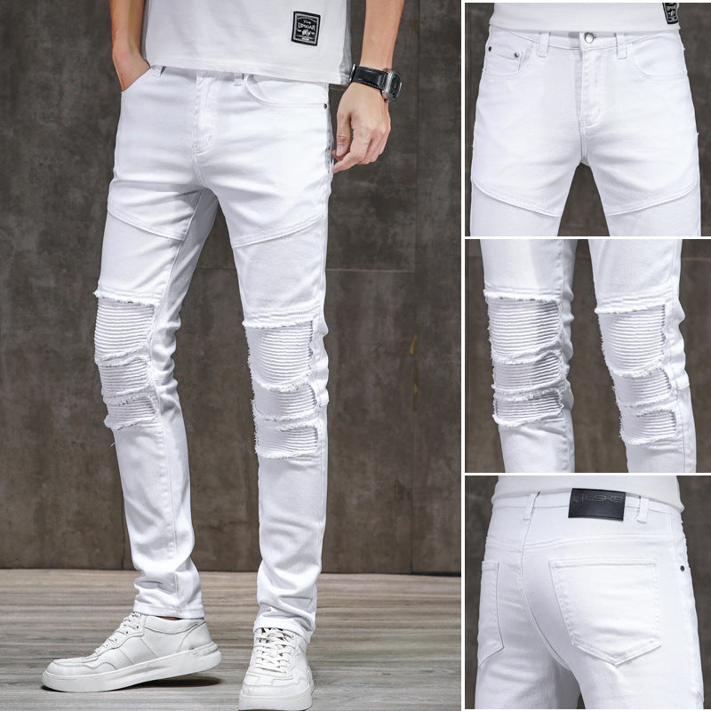 Men's Slim Fit Patchwork Jeans
