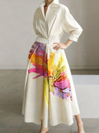 Women's Bohemian-Style Splash Printed Long-sleeve Dress