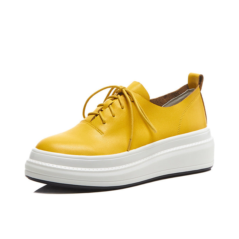 Women's Genuine Leather Lace-up Platform Shoes