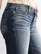Women's Mid Waist Slim Fit Stretch Retro Flared Jeans