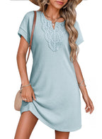 Women's Laced V-Neck Short-Sleeve Dress
