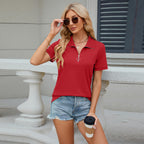 Women's Zipped Short Sleeve T-shirt