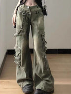 Women's Dusty Slate American Retro Washed Cargo Jeans