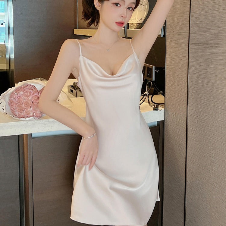 Women's Spaghetti-Strap Ice-silk Split-Back Loungewear