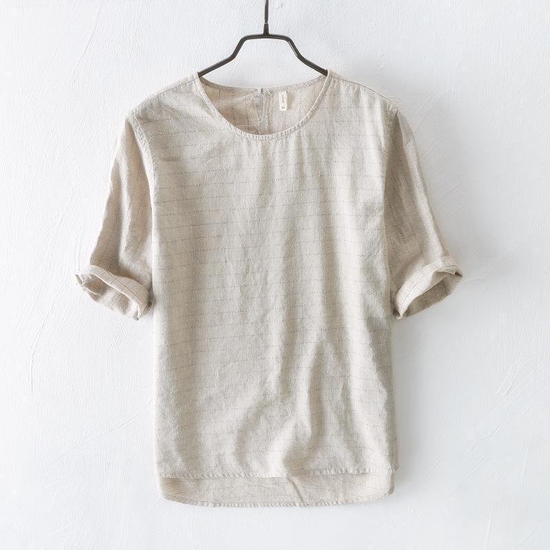 Men's Linen-Cotton Blend Breathable Short-Sleeved T-Shirt