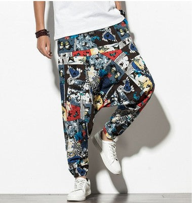 Men's Cotton And Linen Harem Lantern Pants