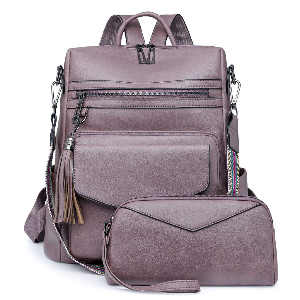 Women's Backpack With Two-tone Fringe