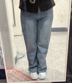Women's High Waist Slim Wide Legged Denim Jeans