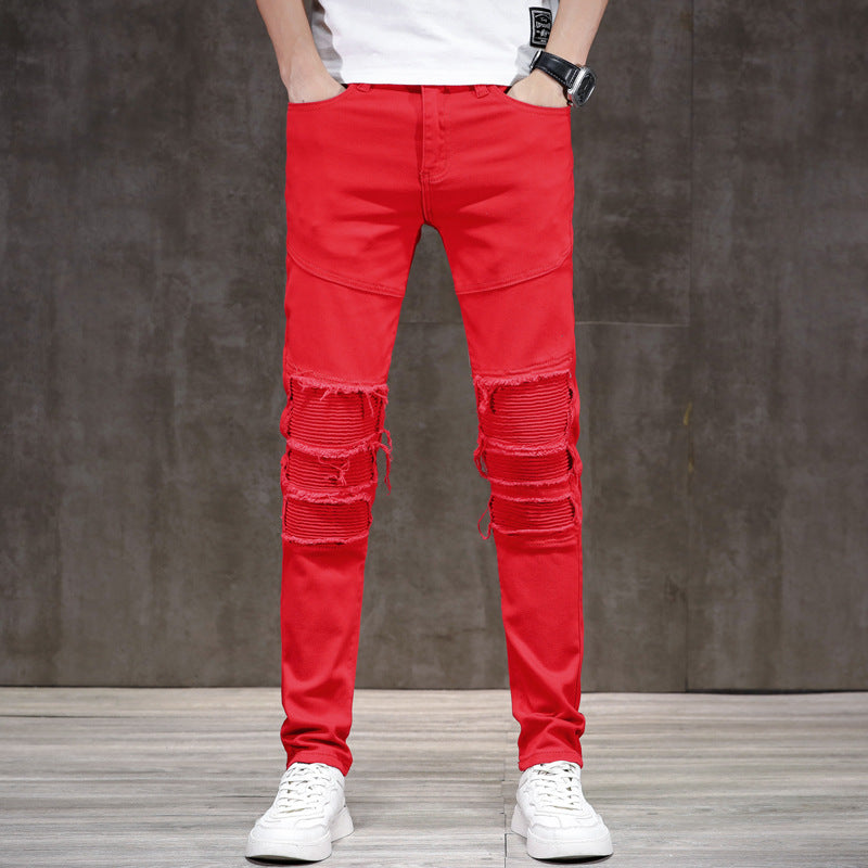 Men's Slim Fit Patchwork Jeans