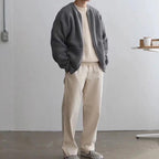 Men's Zip Up Knitted Long Sleeved Jacket
