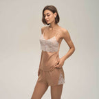 Women's Lace Camisole Shorts And Spaghetti Top Set
