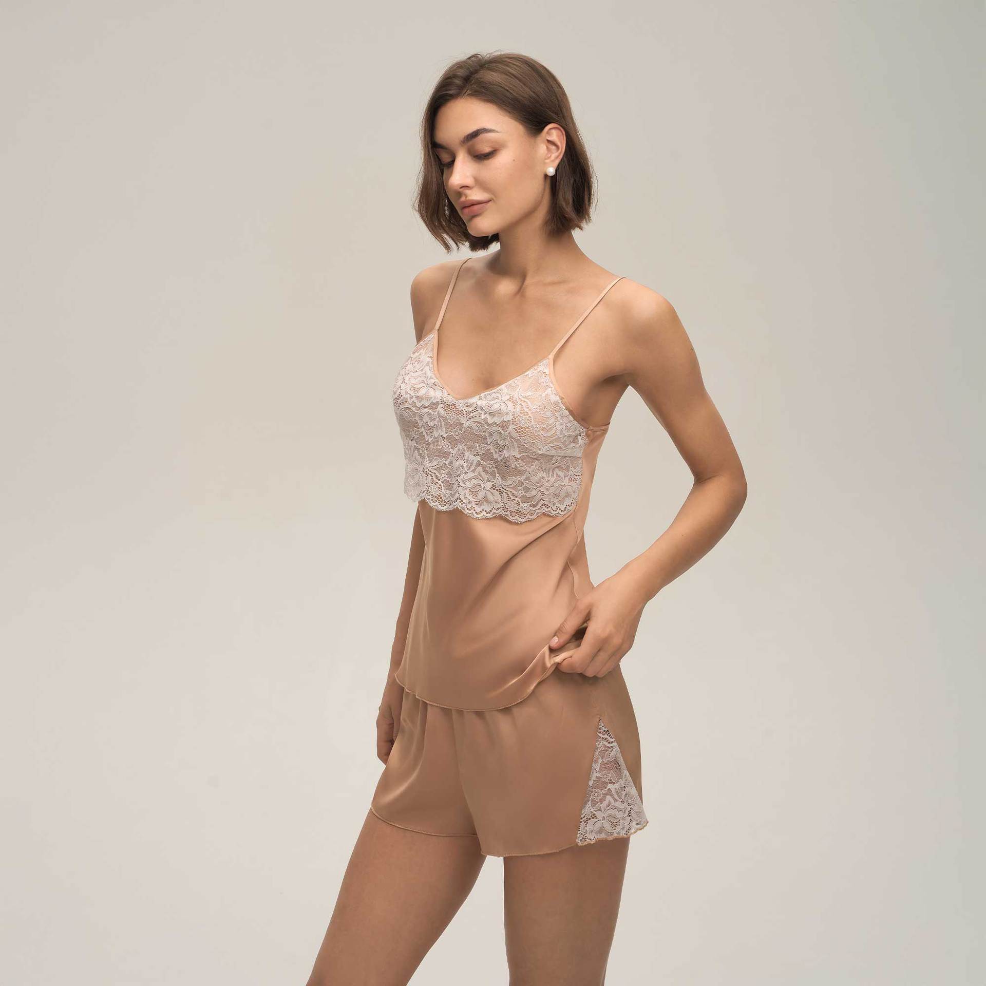 Women's Lace Camisole Shorts And Spaghetti Top Set