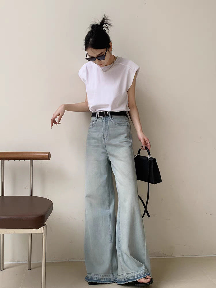 Women's Loose Straight Wide Leg Mop Pants