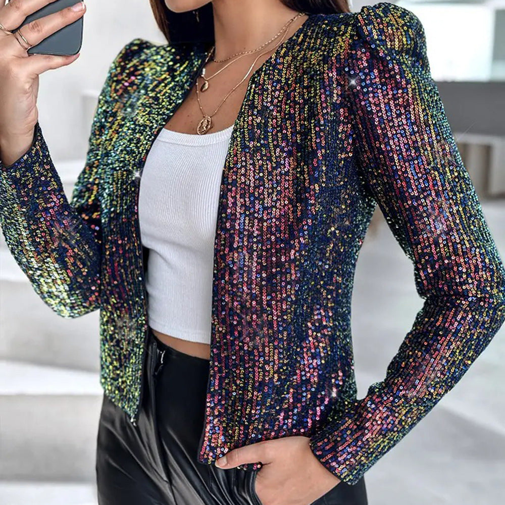 Women's Long-sleeve Sequin Blazer