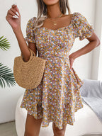 Women's Ruffled Floral Mini Dress