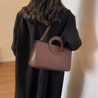 Women's Rectangle Crocodile Textured Handbag