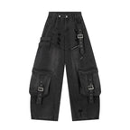 Women's Straight Loose Multi-pocket Cargo Jeans