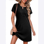 Women's Laced V-Neck Short-Sleeve Dress