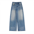 Women's Retro Washed High Waist Wide Leg Jeans