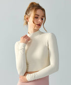 Women's High Neck Long Sleeve Open Back Athletic Top