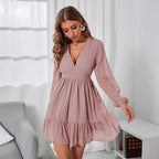 Women's Elegant High-Waisted Net-Sleeved Dress