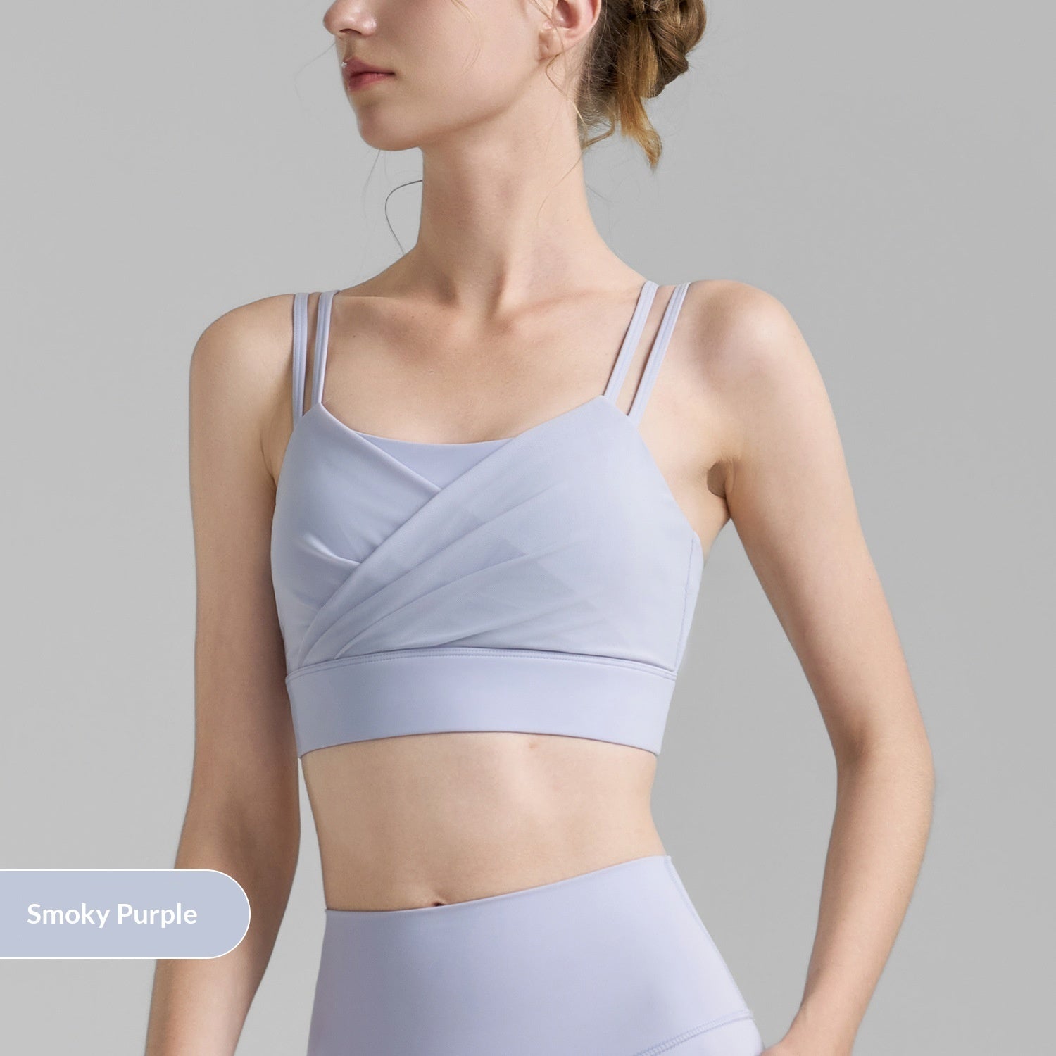 Women's Padded Mesh Pleated Sports Bra