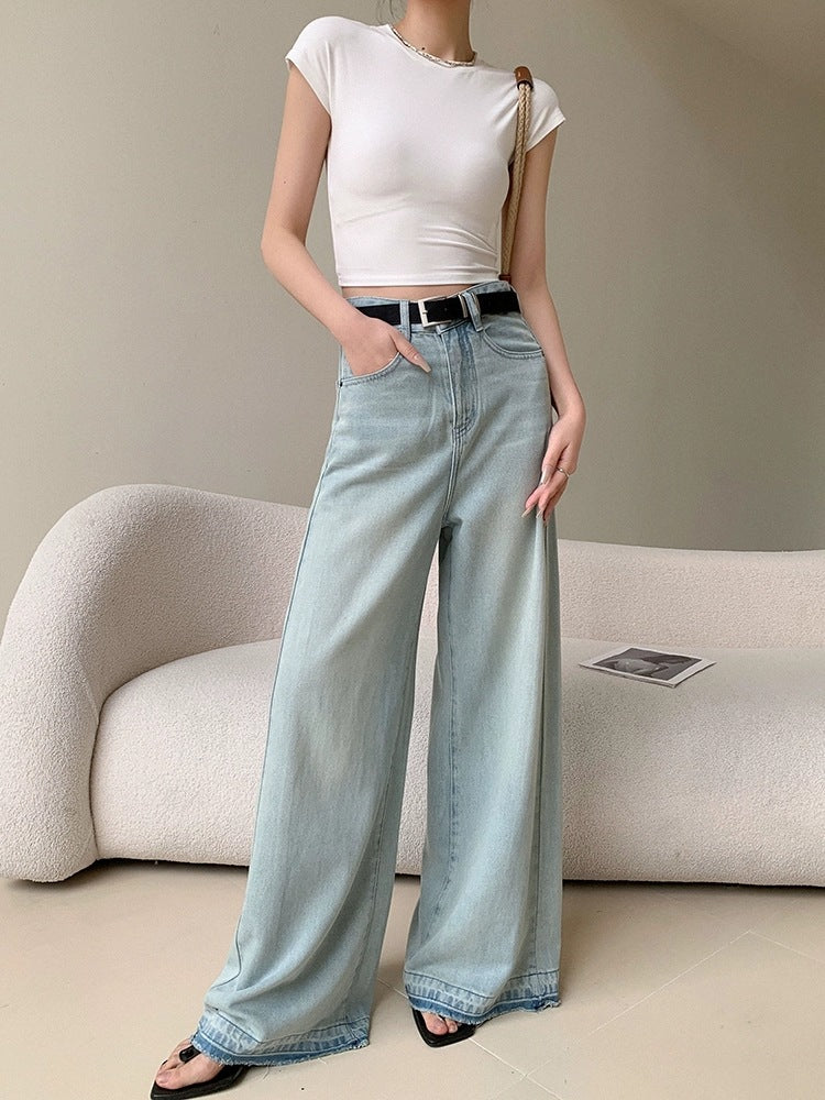 Women's Loose Straight Wide Leg Mop Pants