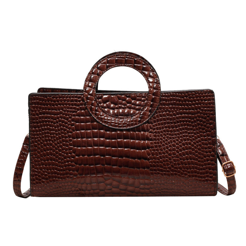 Women's Rectangle Crocodile Textured Handbag
