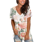 Women's Short Sleeve Printed V-Neck Printed Top