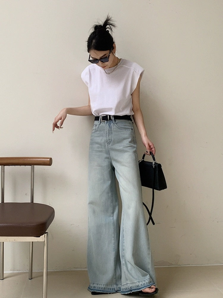 Women's Loose Straight Wide Leg Mop Pants