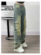 Women's Deconstructed Washed Jeans