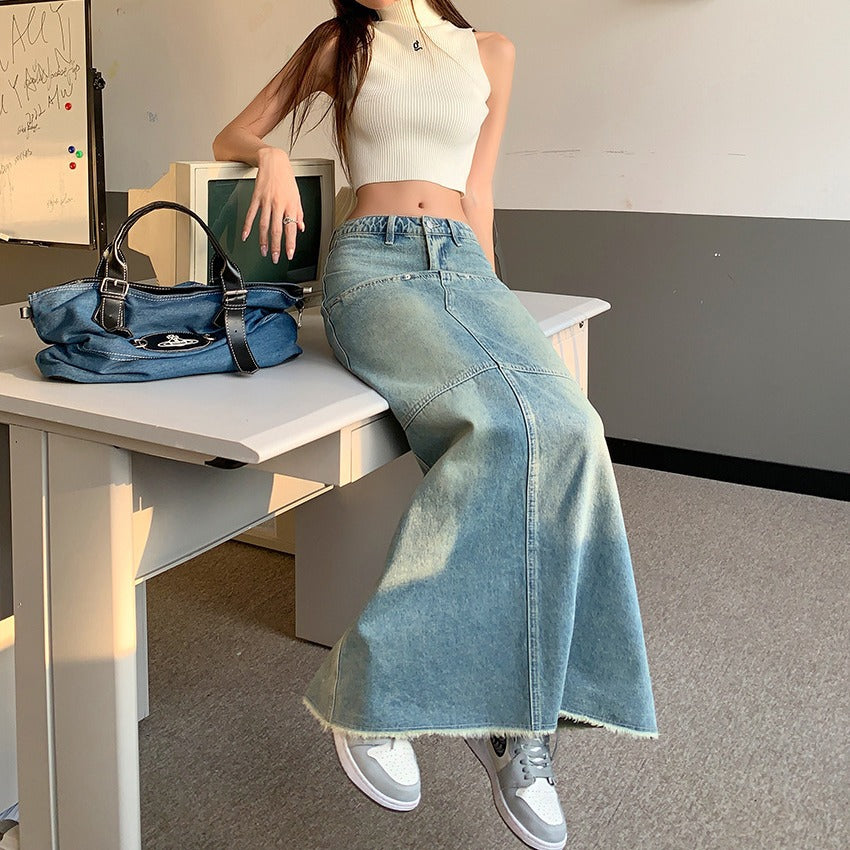 Women's Faded Denim Skirt