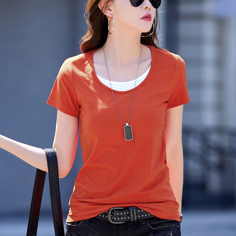 Women's  Round Neck Short Sleeve T-shirt