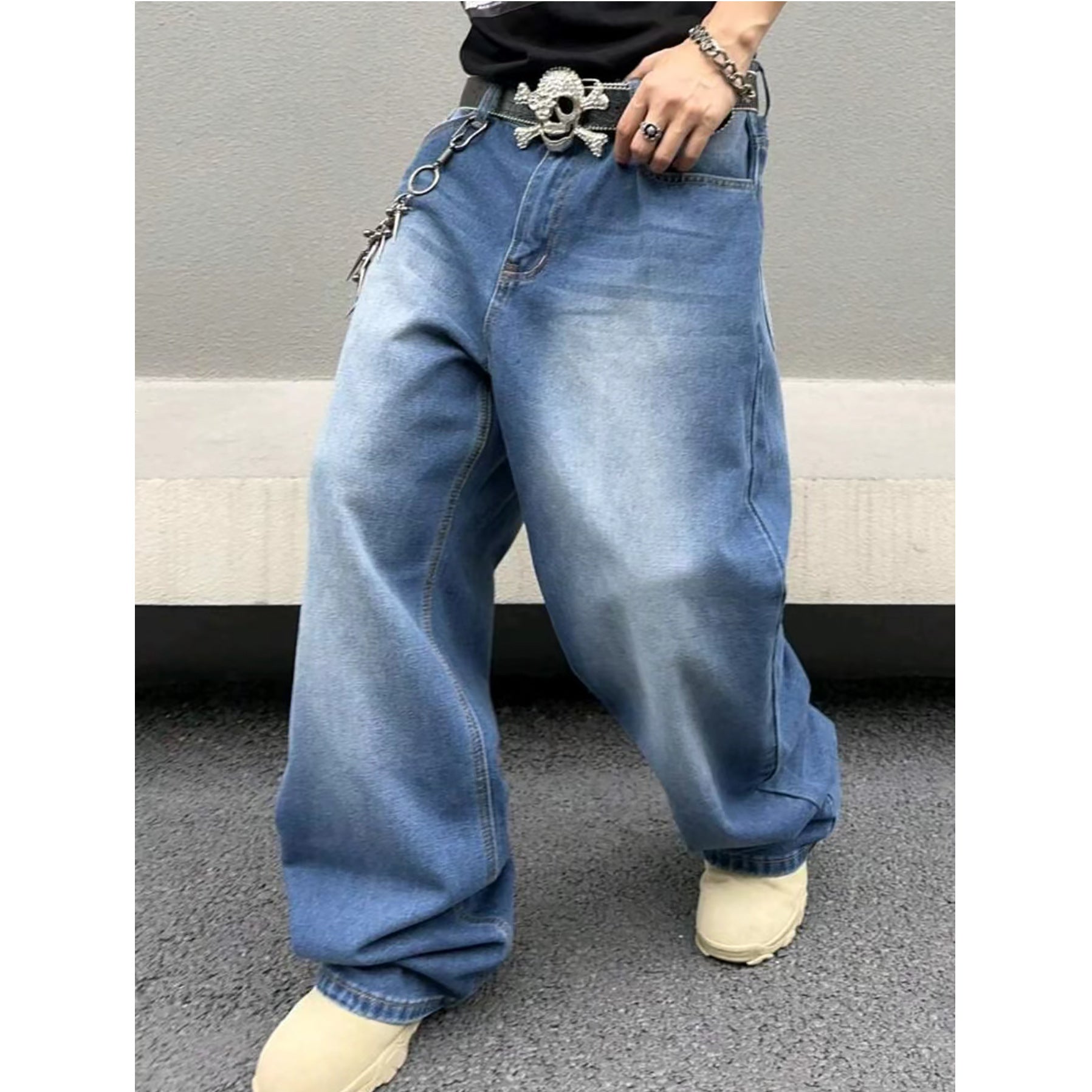 Men's Washed Straight Loose Jeans