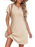 Women's Laced V-Neck Short-Sleeve Dress