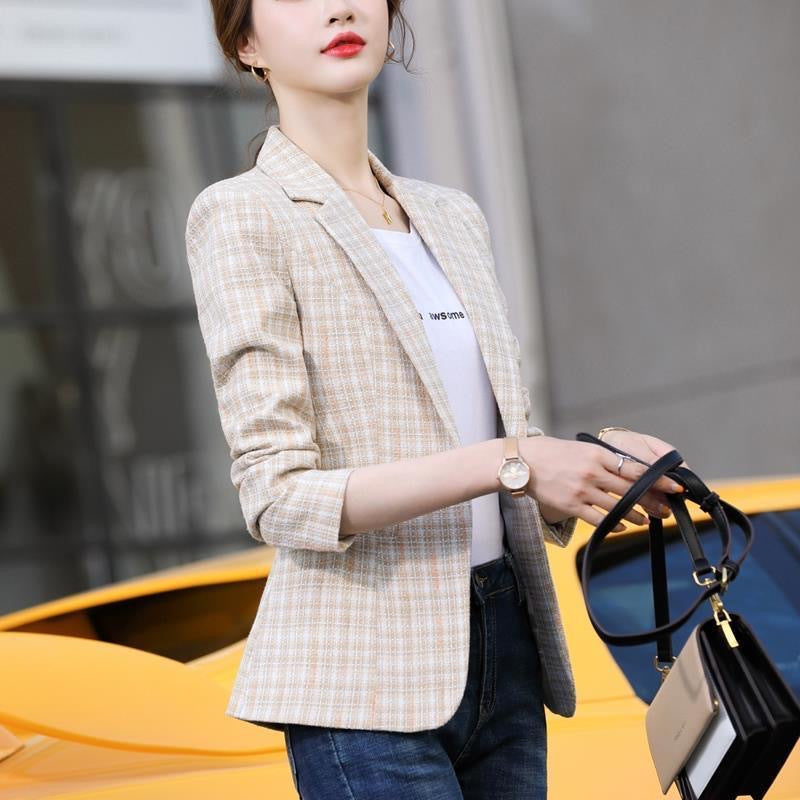 Women's Plaid Short Suit Coat