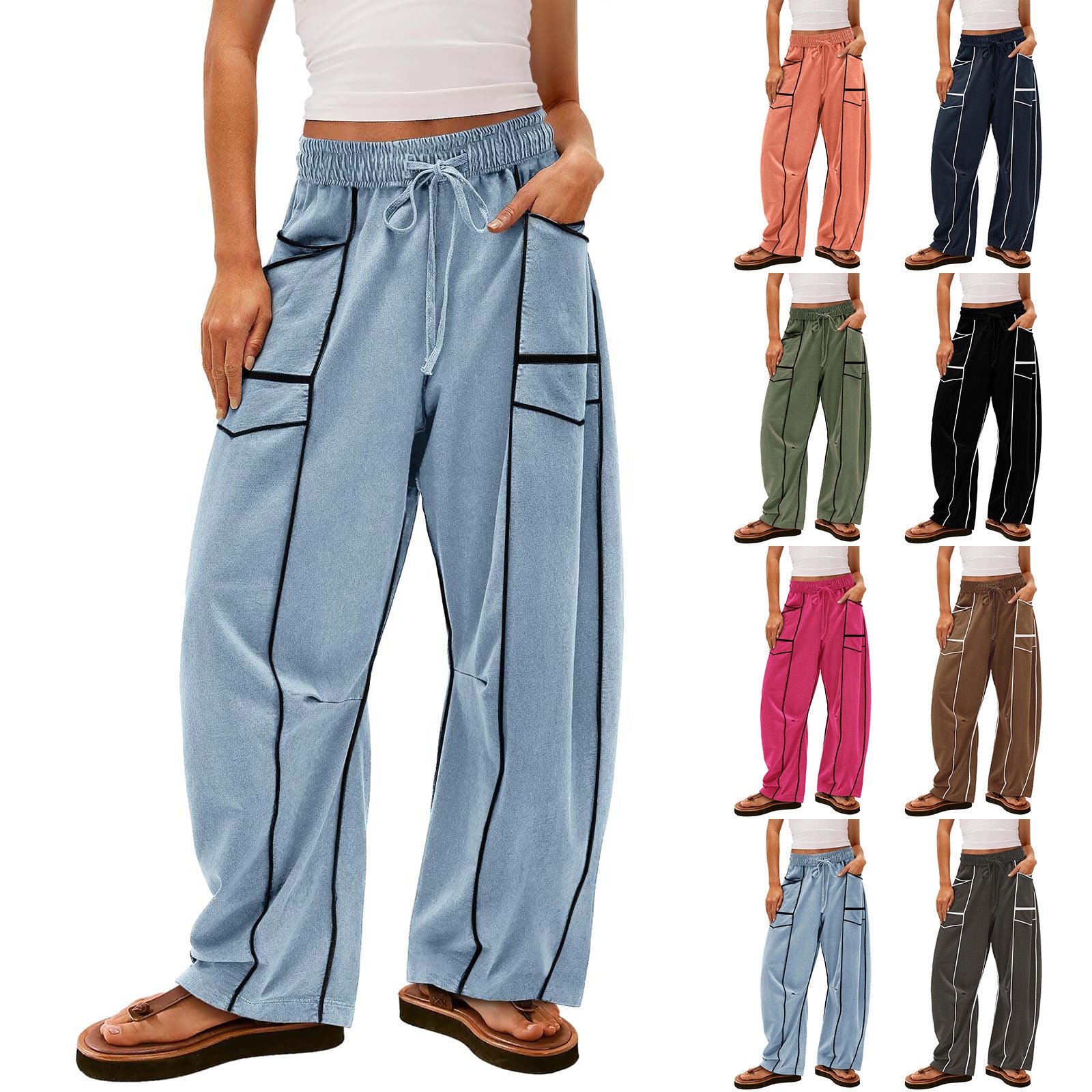 Women's Y2K Black Striped Wide-Leg Pants