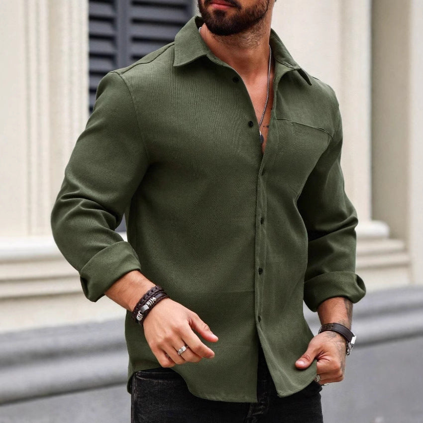 Men's Solid Color Long Sleeve Shirt