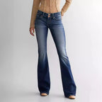 Women's Mid Waist Slim Fit Stretch Retro Flared Jeans