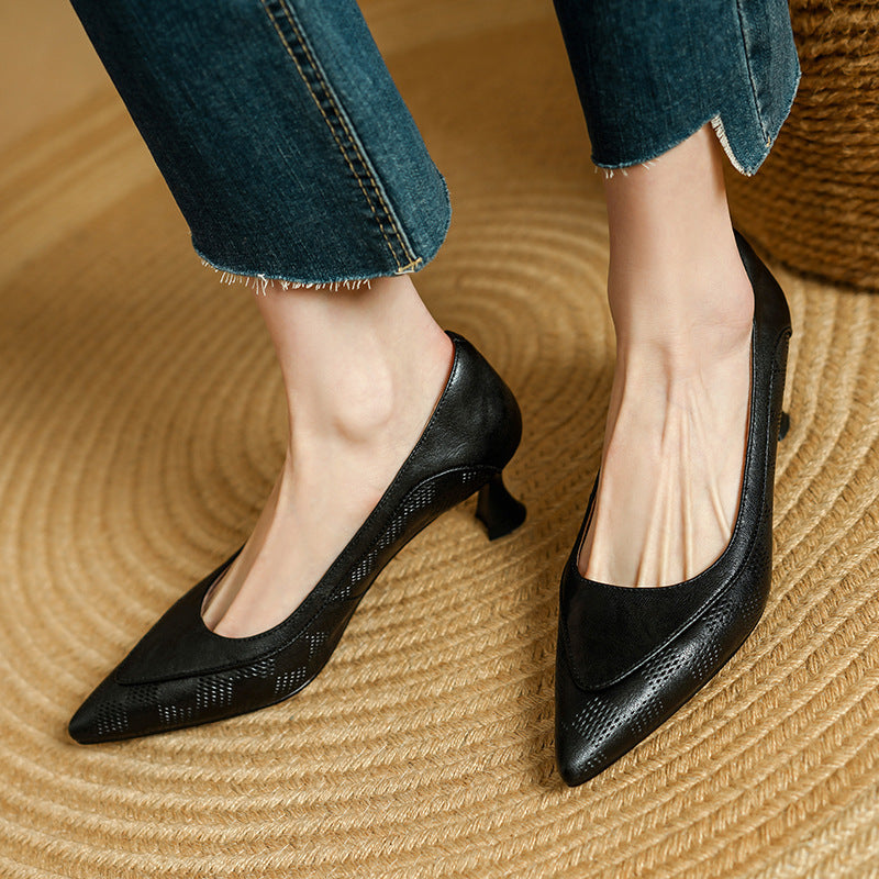 Women's Genuine Leather Pointed Toe Low-cut Shoes